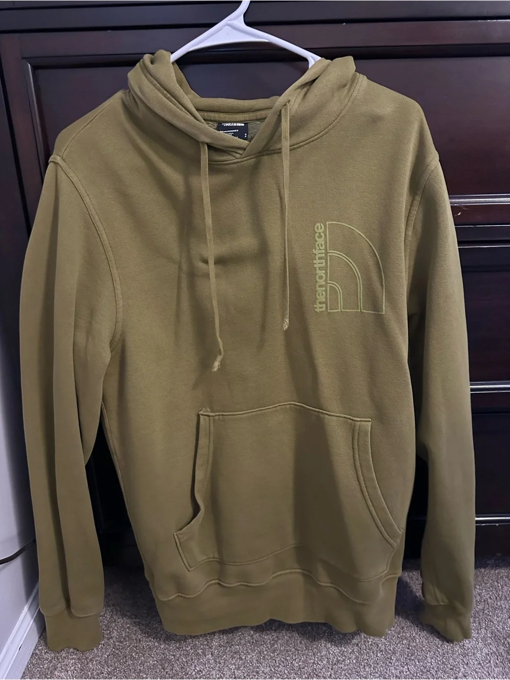 The North Face Men’s Olive Hoodie with Subtle Logo